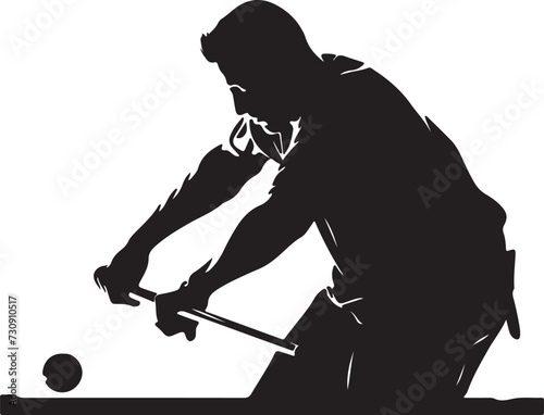 Vector illustration silhouette of the people playing in the billiards