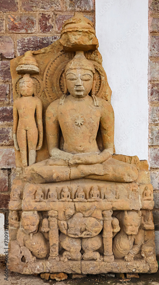 Statue of Mahavir Jain in the Campus of  Shri Pataleshwar Temple, Malhar, Bilaspur, Chhattisgarh, India...