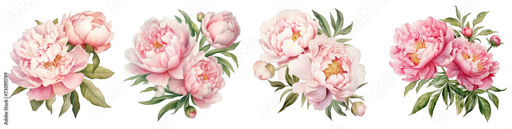 Pink Roses Set , Roses bouquet, Printable Watercolor PNG