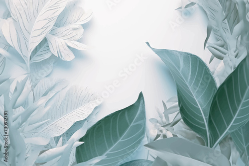 Soft color background with collection of tropical leaves, foliage plant