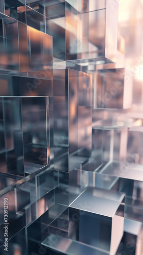 Abstract Geometric Glass Cube Pattern