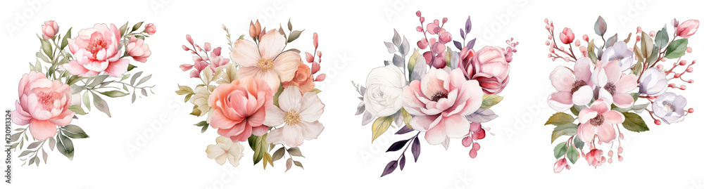 Watercolor Floral Wedding flower PNG - obrazy, fototapety, plakaty 