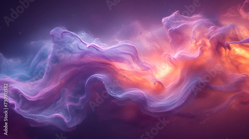 The dynamic flow of cosmic energy, with swirling nebulas and star clusters creating a vibrant abstract background