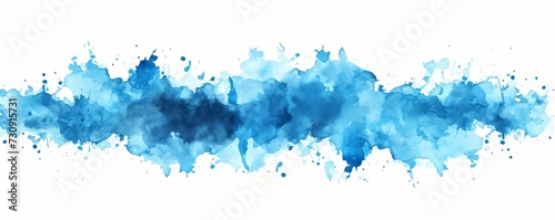 Abstract colorful blue color painting illustration - watercolor splashes, isolated on white background png, Generative AI 