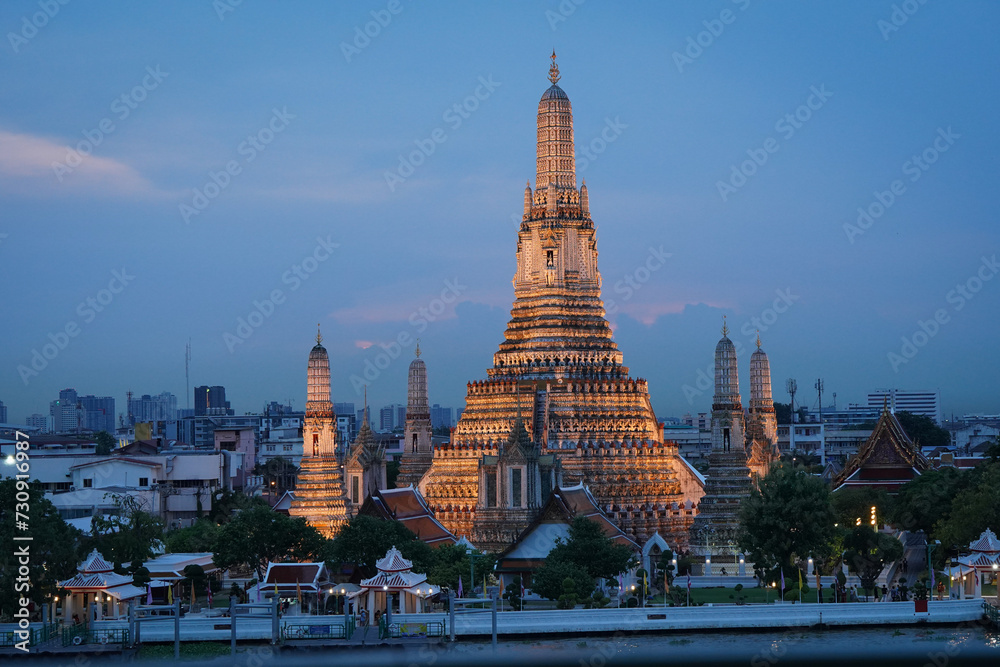 Twilight beautiful Wat Arun temple Bangkok Thailand