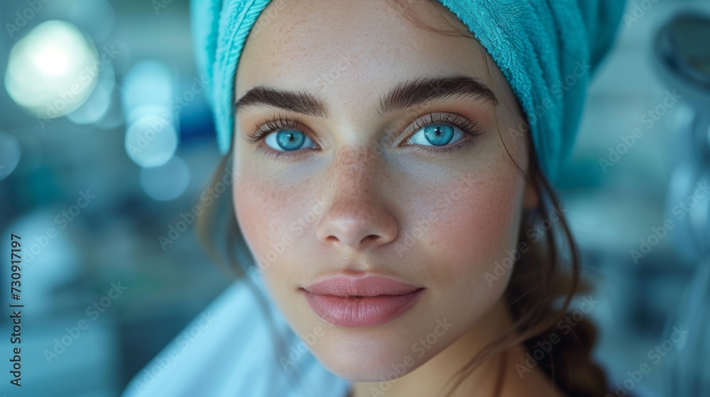 The Mystic Gaze: A Woman With Piercing Sapphire Eyes Adorned in a Vibrant Turban. Generative AI. The Mystic Gaze: A Woman With Piercing Sapphire Eyes Adorned in a Vibrant Turban. Generative AI.