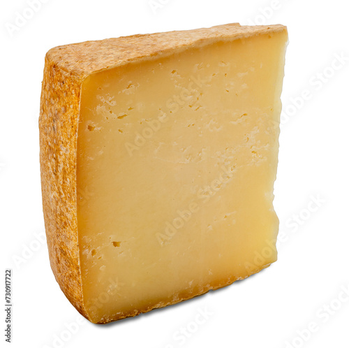 Sardinian Pecorino cheese DOP from Gallura, Sardinia, Italy. Cheese slice isolated photo