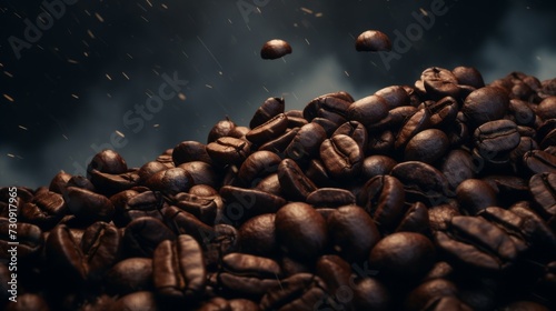 Dancing Java Jive: A Whirling Symphony of Airborne Coffee Beans. Generative AI.