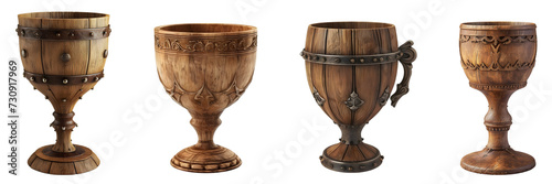 Set of Medieval Goblets Isolated on Transparent Background