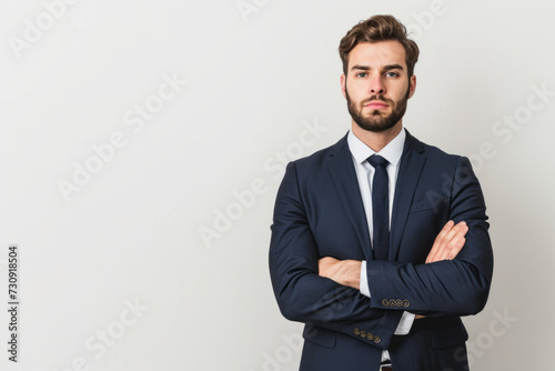 Businessman in Suit and Tie With Arms Crossed in Professional Pose