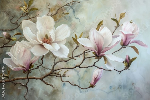 Illustration magnolia flowers indicate the arrival of spring © Lubos Chlubny
