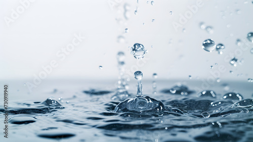 Dynamic Water Droplets Splashing on Serene Blue Surface