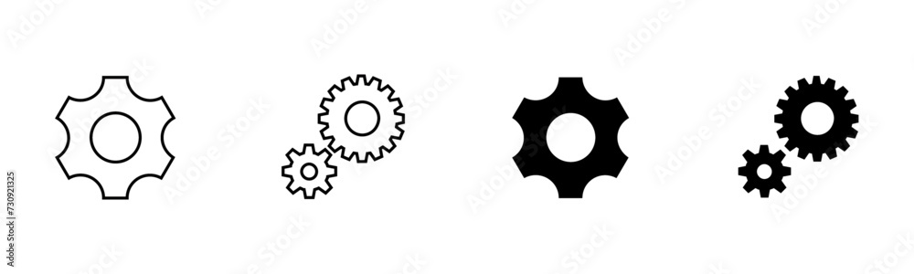 Gear icon, cog wheel, engine circle, thin line web symbol on white background. Editable Vector illustration