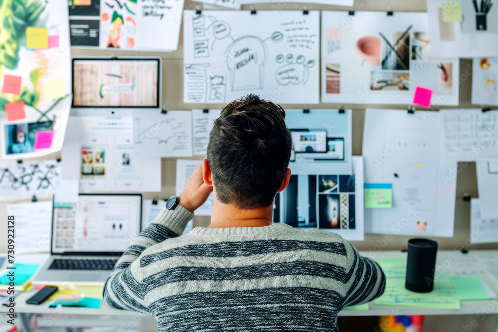 Man Sitting at Desk With Laptop Computer