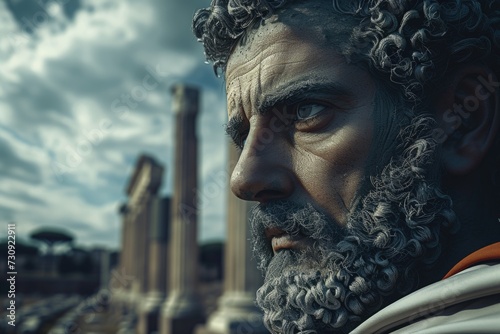 Marcus Aurelius Antoninus, roman emperor, philosopher, epitome of late stoicism, disciple of epictetus - a pivotal figure in ancient roman history and philosophy. photo