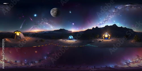 stars and galaxy background 360 panoramic - generative ai, üretken yapay zeka