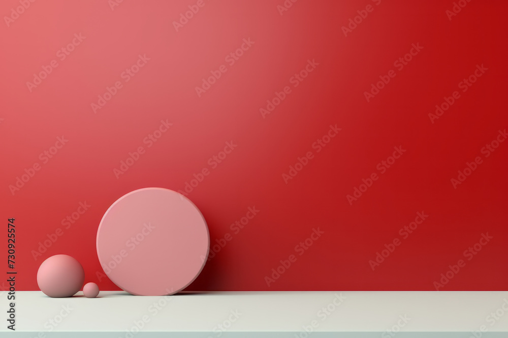 Red Wall With Two White Balls Displayed Red Wall With Two White Balls Displayed