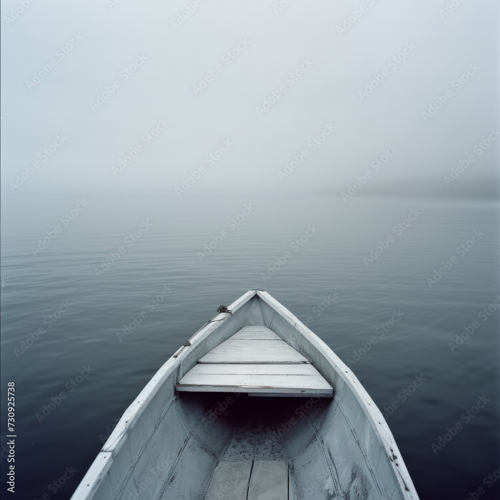 Solitary boat on a placid lake, surrounded by the stillness and mystery of the world's deepest lake