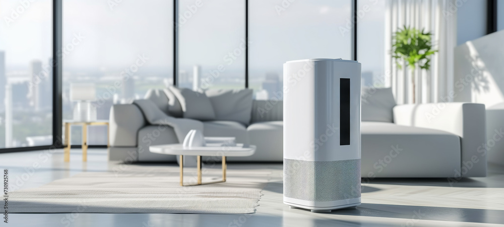 Fototapeta premium Air conditioner with remote control. Clean air at home