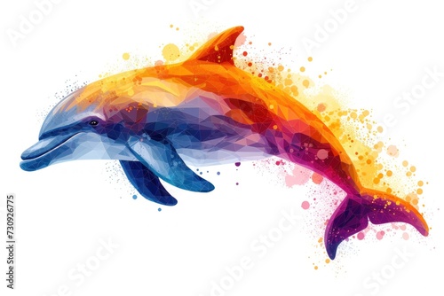 Vibrant Digital Flat Logo Illustration of a Leaping Dolphin