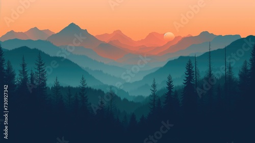 an image of a mountain at sunset  in the style of minimalist backgrounds