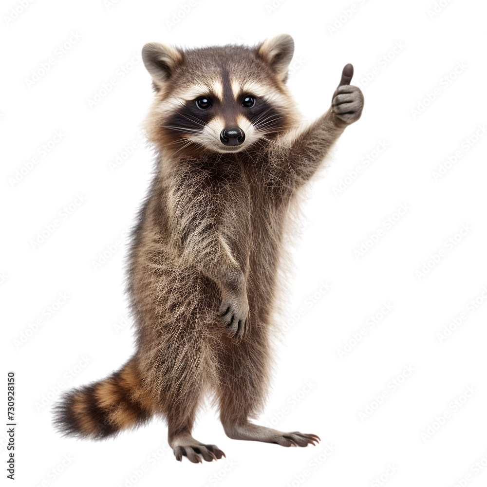 Raccoon Giving Thumbs-Up Isolated on Transparent Background