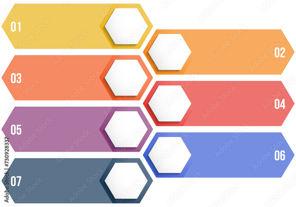 Infographic template with 7 hexagons Infographic template with 7 hexagons