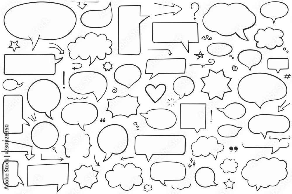 Fototapeta premium Collection of hand drawn speech bubbles, arrows and other design elements