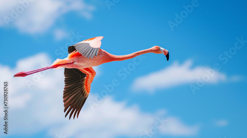 Flamingo in the sky. Travel concept. 