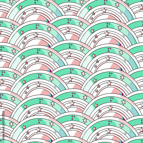 Seamless illustration of abstraction, rainbow in aristocratic style. Pattern for printing on print, sportswear,