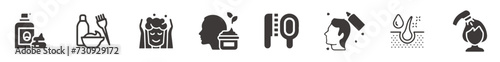 Hair care flat line icons set. Abstract icons related to hair care.