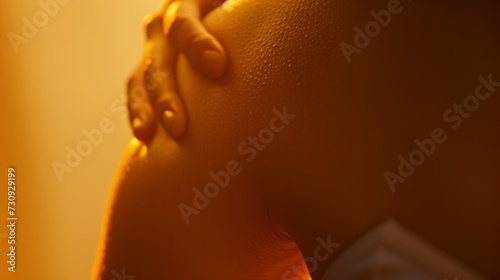 Elegant silhouette of a person in a soothing infrared sauna light therapy session