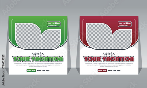 Vector modern travel agency and tourism social media post template design
