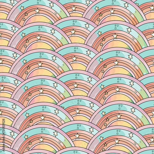 Seamless illustration of abstraction, rainbow in aristocratic style. Pattern for printing on print, sportswear,