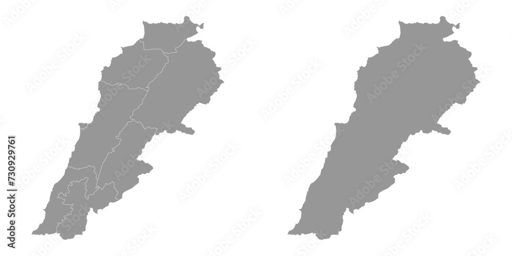 Lebanon map with administrative divisions. Vector illustration.