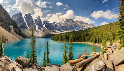 moraine lake panorama in banff national park alberta canada