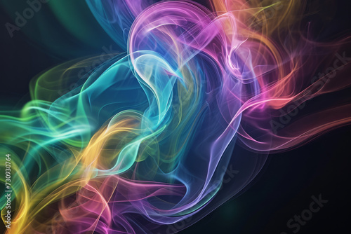 Vibrant Multicolored Smoke Swirl on Black Background