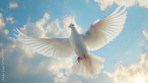 Dove in the sky, Peace concept. 