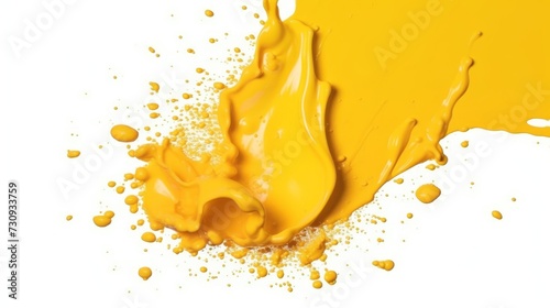 A yellow paint splash with white background