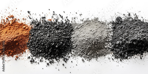 Image of rare earth metal ores powders on white background photo