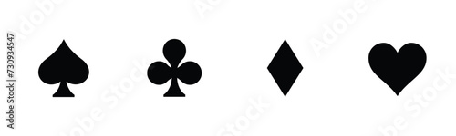 Poker card suits. hearts, clubs, spades and diamonds. Casino gambling theme. Editable vector illustration.