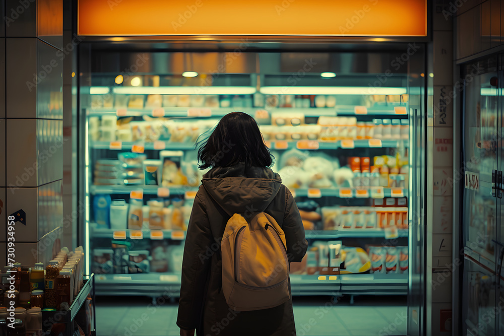 a woman is shopping in a supermarket