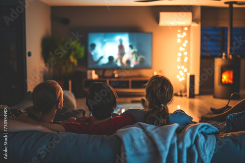 Group of People Sitting on Couch Watching TV