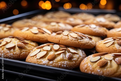 sweet almond cookies on the table professional advertising food photography photo