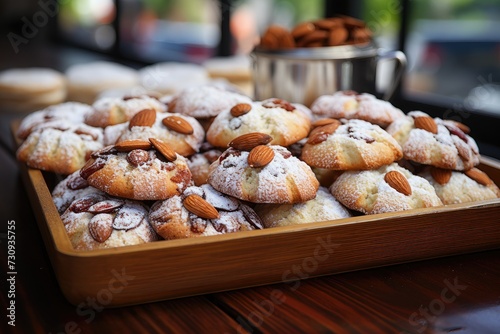 sweet almond cookies on the table professional advertising food photography photo