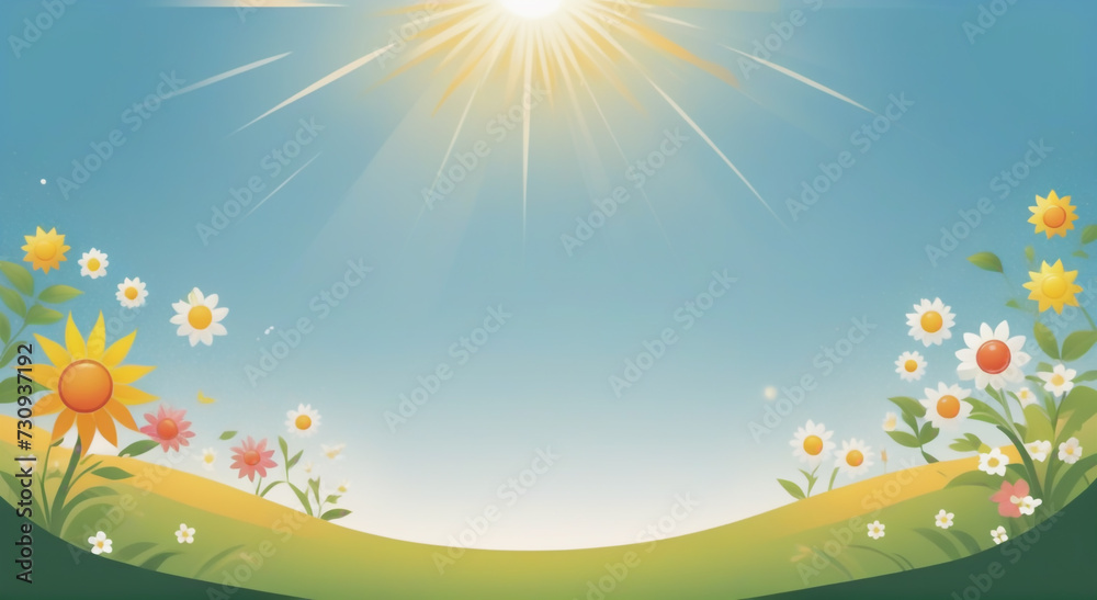 summer background with grass and flowers