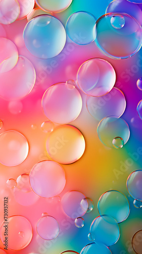 Vibrant Multi-Colored Bubbles Floating Gracefully Against a Colorful Backdrop Created With Generative AI Technology