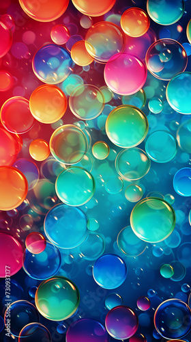 Vibrant Multi-Colored Bubbles Floating Gracefully Against a Colorful Backdrop Created With Generative AI Technology 