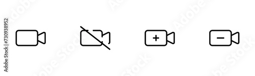 video camera icon. Video Camera active and disabled related icons. video camera icons for Video Conference, Webinar, recording, live. Editable Vector illustration. 