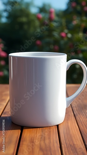 Top view of a white mug mockup on a solid background